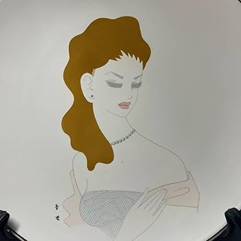 東郷青児の美人画と東郷青児の絵皿２枚 Amazon.co.jp: 東郷青児 画伯 飾皿デザイン画 『春の横顔』 飾り